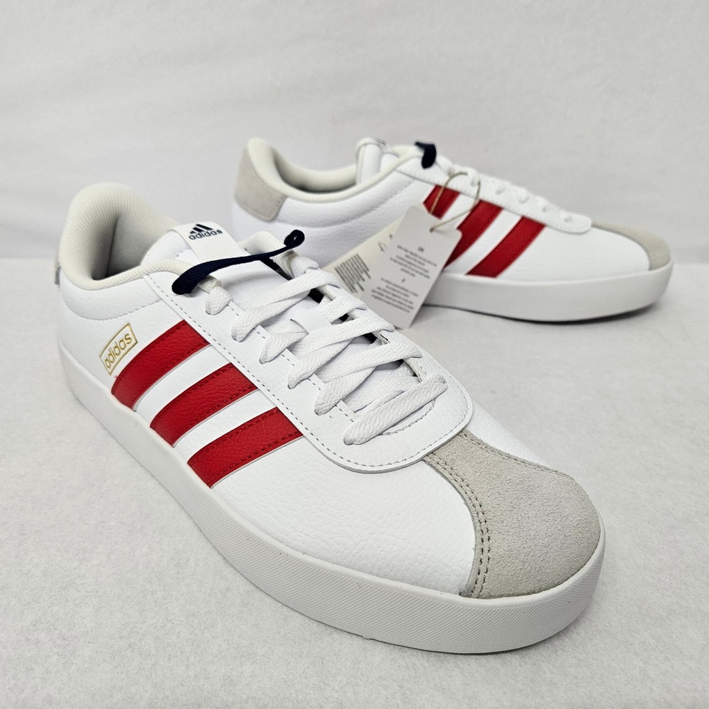 Adidas Men's VL Court 3.0 Skateboarding Shoes‎ IF4464 White Gray Red Sz 8